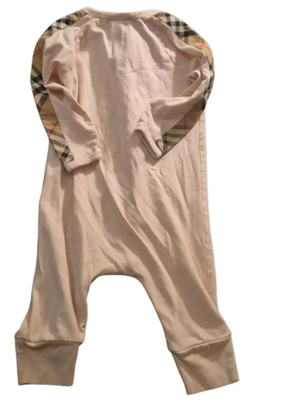 Burberry Pink Beige Infant Zip(slightly Love One-Piece with Signature Check Trim